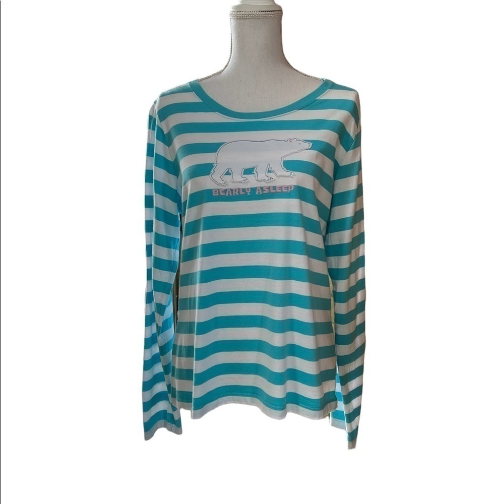 HATLEY WOMENS STRIPED PAJAMA TOP SIZE LARGE
